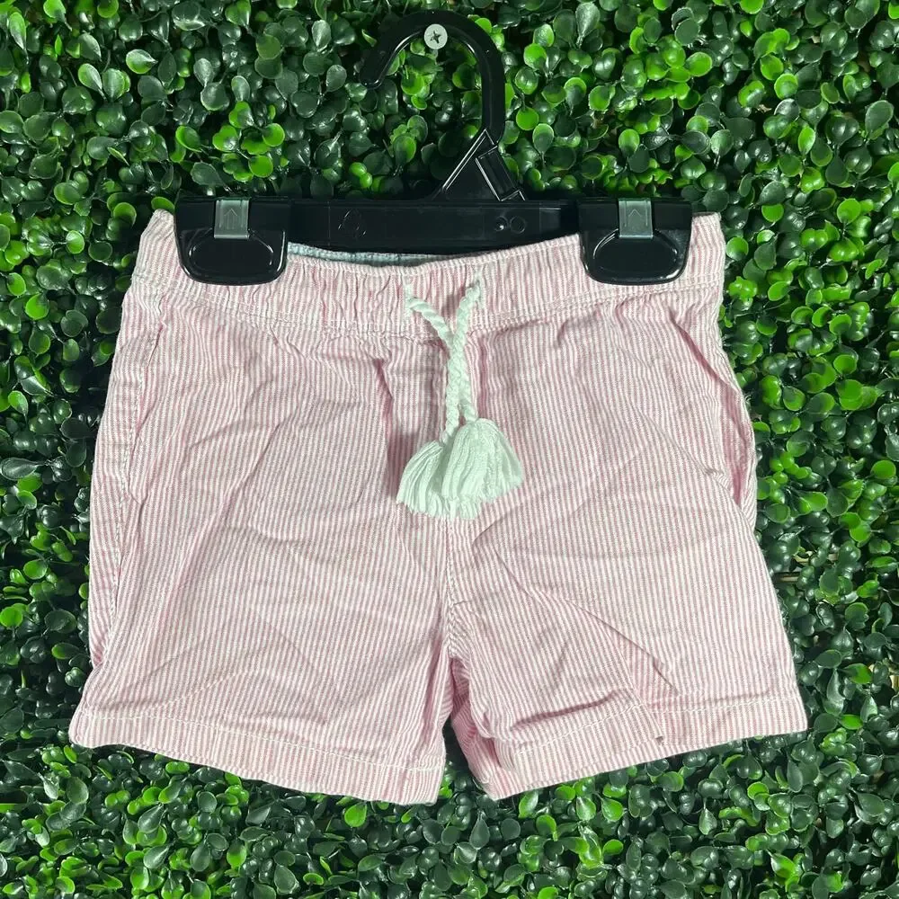 Sprout, White and Pink Stripes Toddler Shorts, Size 2